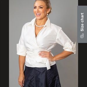 100% Dupioni Silk Wrap Shirt NWT